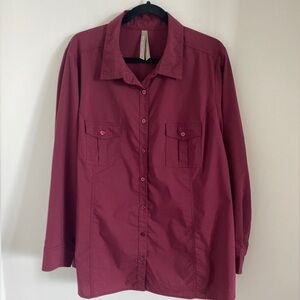 COPY PENNINGTONS Women’s Long Sleeve Shirt Top Wine Color Cotton Blend Size 2X